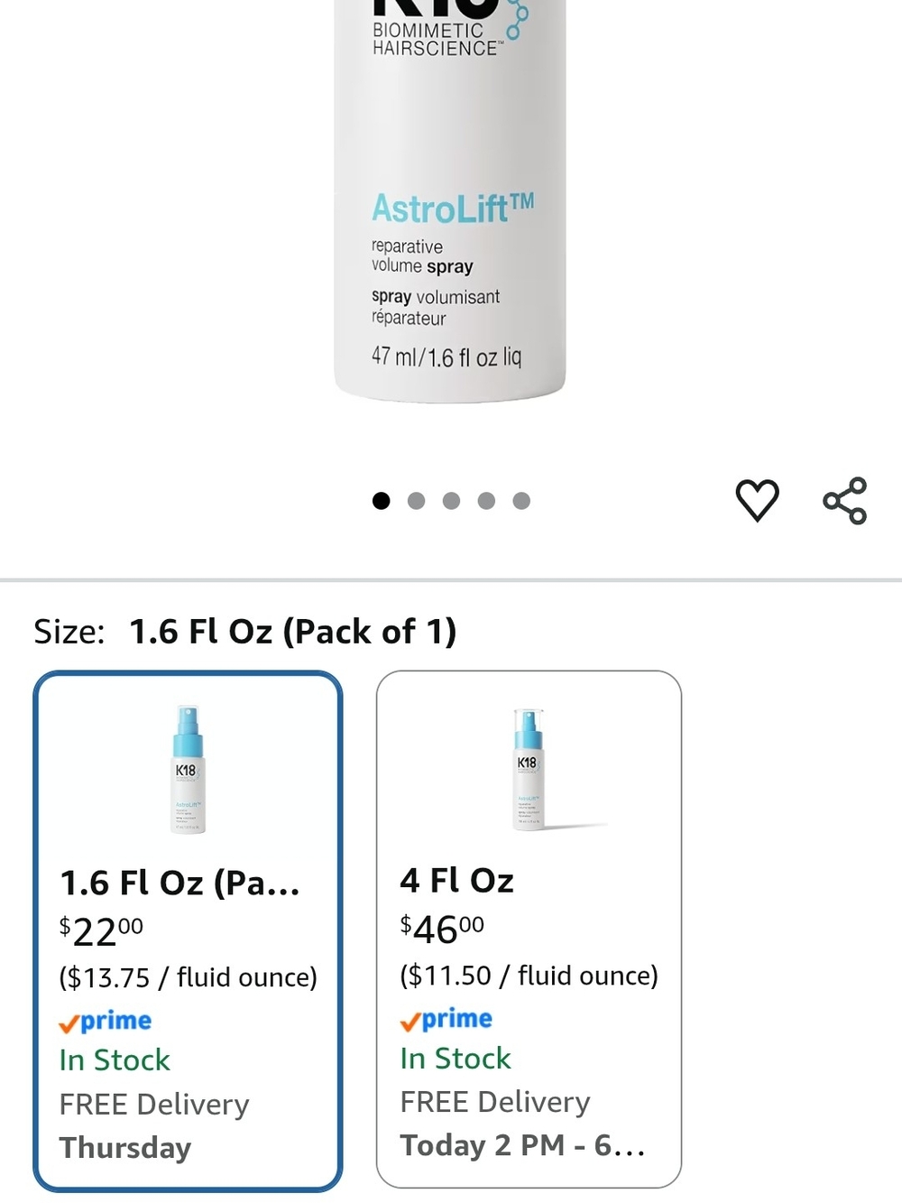 K18 AstroLift Reparative Volume Spray — White & Blue